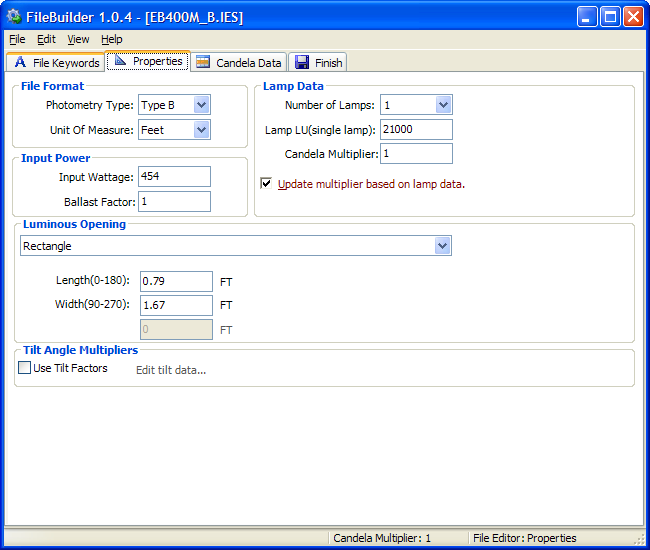 FileBuilder Toolbar Photometrics Pro Lighting Analysis Software